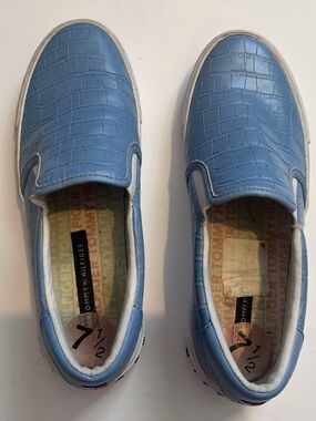 Tommy Hilfiger Light Blue Croc-Embossed Slip-Ons